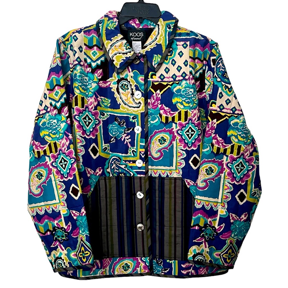 Vintage Koos of Course Floral Paisley Silk Quilted Blazer Jacket NWOT Size M